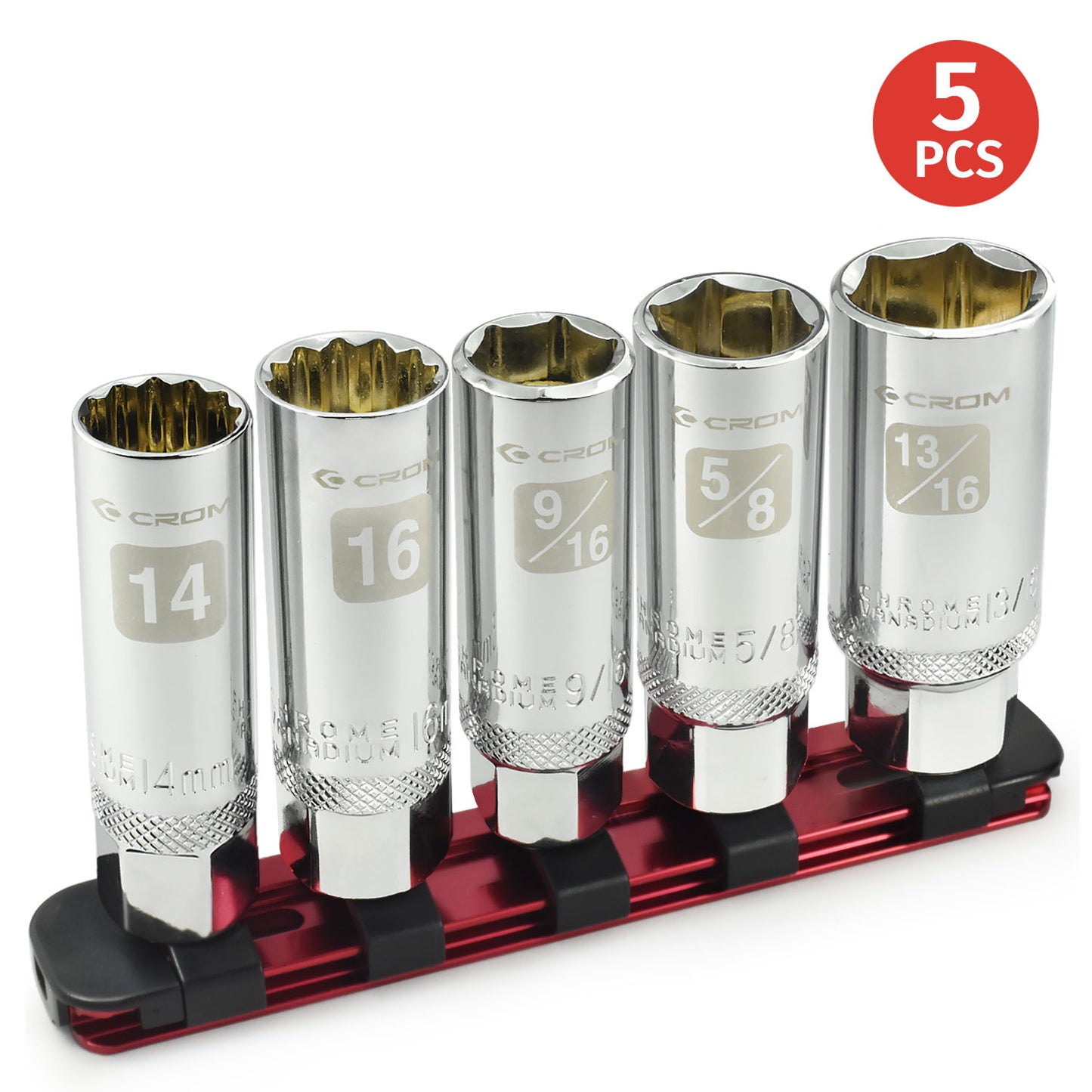 5-Piece 3/8” Drive Magnetic Spark Plug Socket Set - 13001